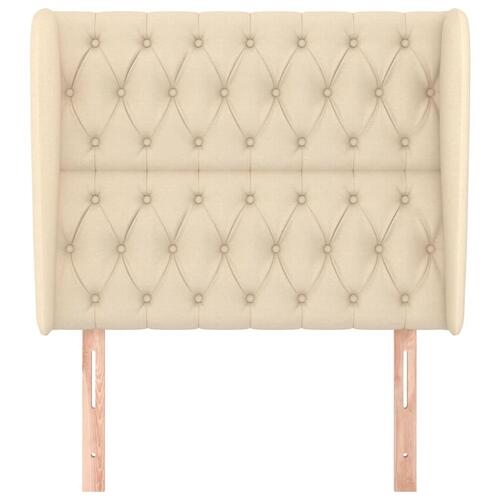 Sengegavl med kanter 93x23x118/128 cm stof cremefarvet
