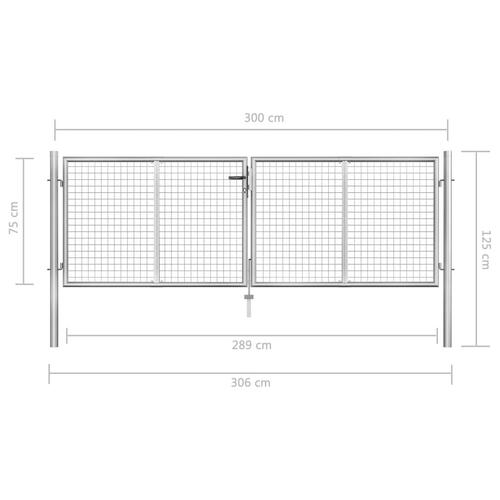 Havelåge galvaniseret stål 306 x 125 cm sølvfarvet