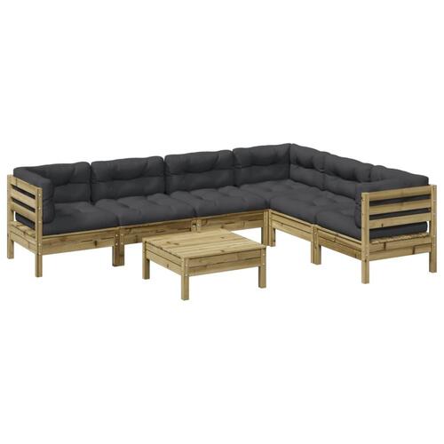 Sofasæt til haven 7 dele med hynder imprægneret fyrretræ