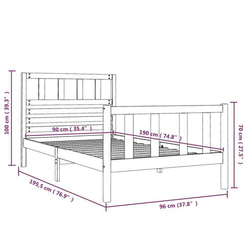 Sengeramme 90x190 cm Single massivt træ