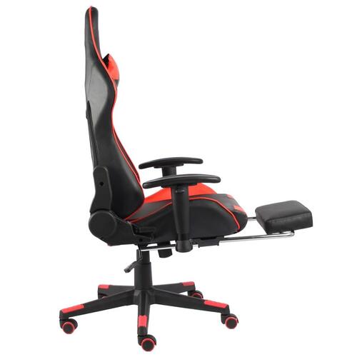Drejelig gamingstol med fodstøtte PVC rød