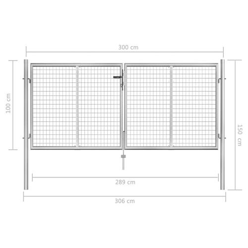Havelåge galvaniseret stål 306 x 150 cm sølvfarvet