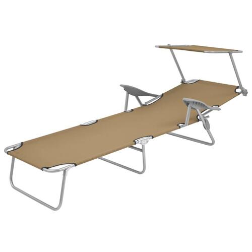 Foldbar liggestol med tag stål gråbrun