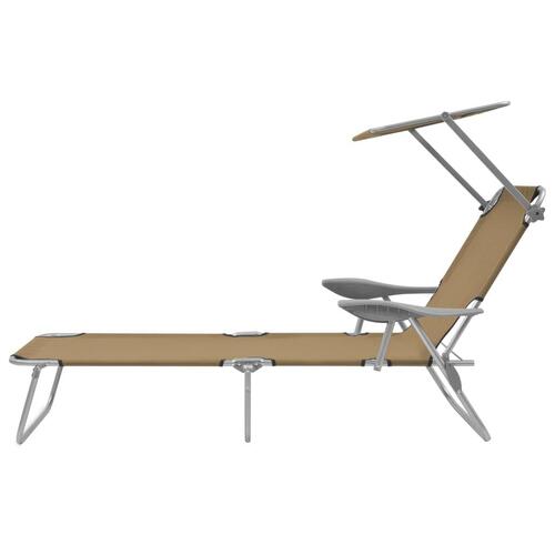 Foldbar liggestol med tag stål gråbrun