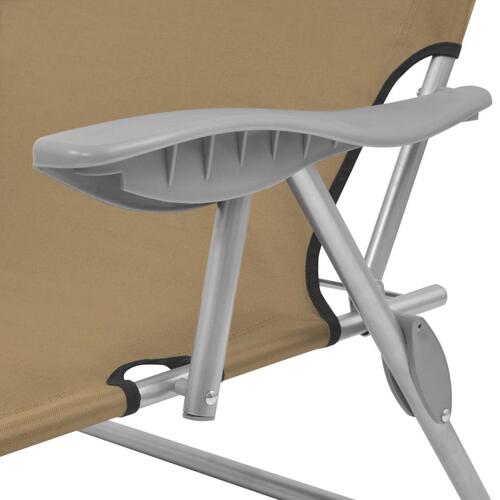Foldbar liggestol med tag stål gråbrun