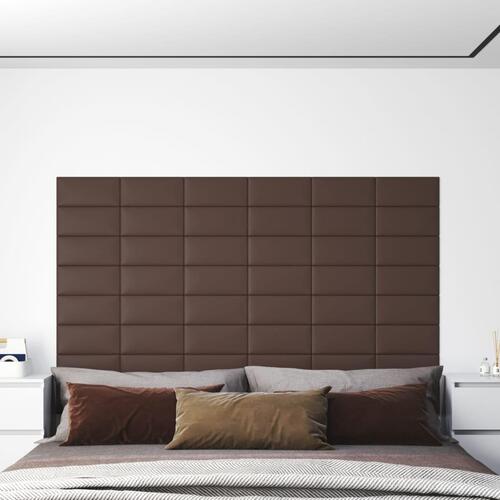 Vægpaneler 12 stk. 30x15 cm 0,54 m² kunstlæder brun