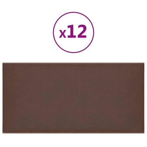 Vægpaneler 12 stk. 30x15 cm 0,54 m² kunstlæder brun
