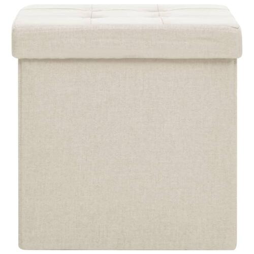 Foldbar puf kunstlærred cremehvid
