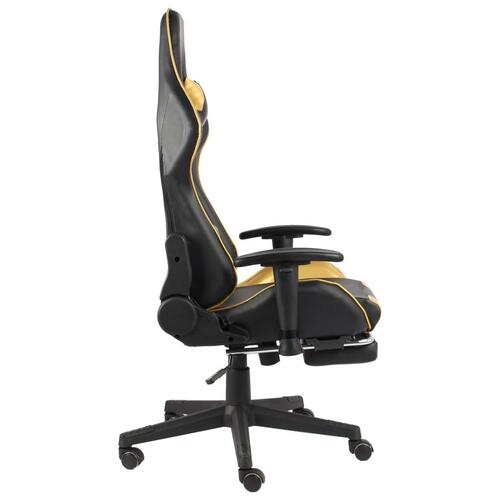 Drejelig gamingstol med fodstøtte PVC guldfarvet