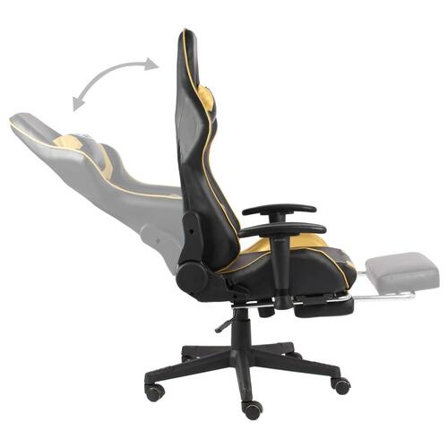 Drejelig gamingstol med fodstøtte PVC guldfarvet