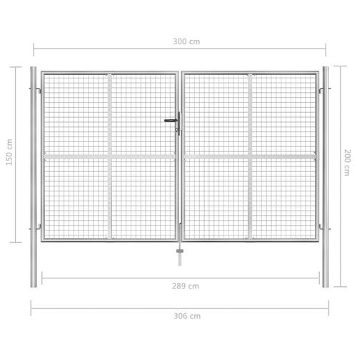 Havelåge galvaniseret stål 306 x 200 cm sølvfarvet