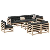 Sofasæt til haven 9 dele massivt fyrretræ
