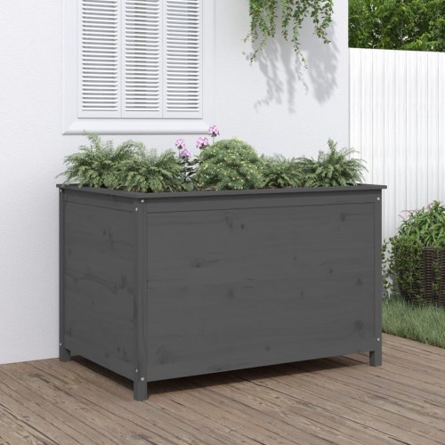 Højbed i massivt fyrretræ - 119,5 × 82,5 × 78 cm, grå