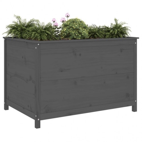 Højbed i massivt fyrretræ - 119,5 × 82,5 × 78 cm, grå