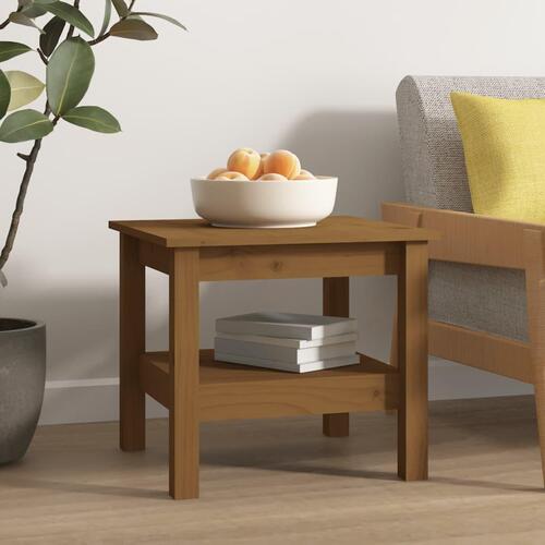 Sofabord 45x45x40 cm massivt fyrretræ gyldenbrun