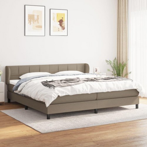Kontinentalseng med madras 200 x 200 cm - stof, gråbrun