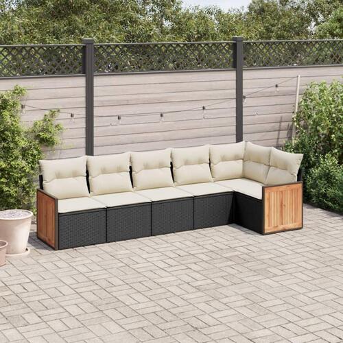 Sofasæt til haven 6 dele med hynder polyrattan sort