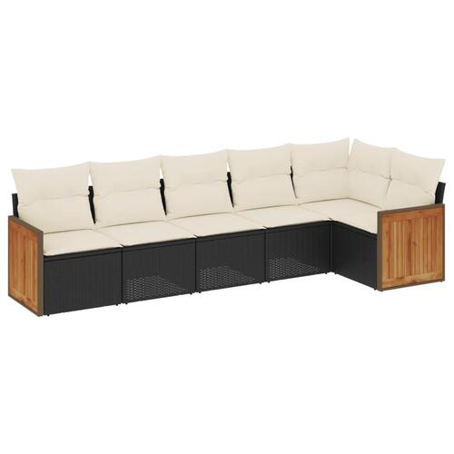 Sofasæt til haven 6 dele med hynder polyrattan sort