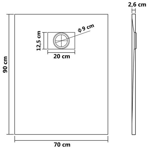 Brusekar SMC 90 x 70 cm hvid