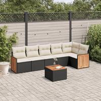 Sofasæt til haven 7 dele med hynder polyrattan sort