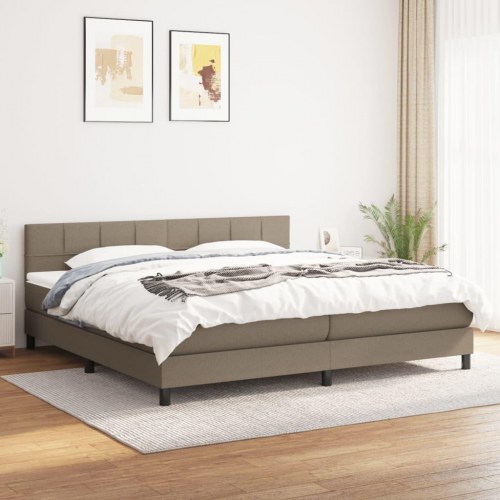 Kontinentalseng med madras 200×200 cm - stof, gråbrun