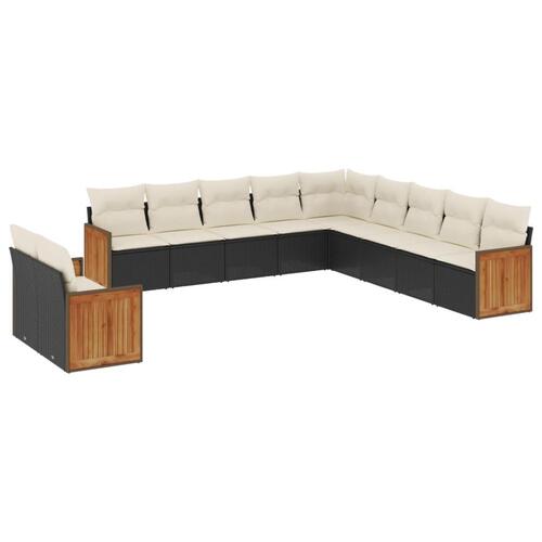 Sofasæt til haven 11 dele med hynder polyrattan sort