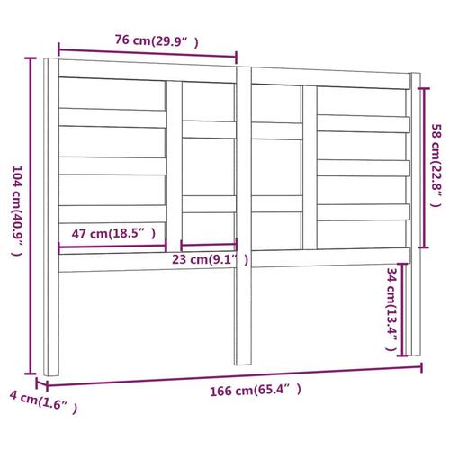 Sengegærde 166x4x104 cm massivt fyrretræ