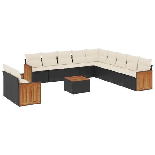 Sofasæt til haven 12 dele med hynder polyrattan sort