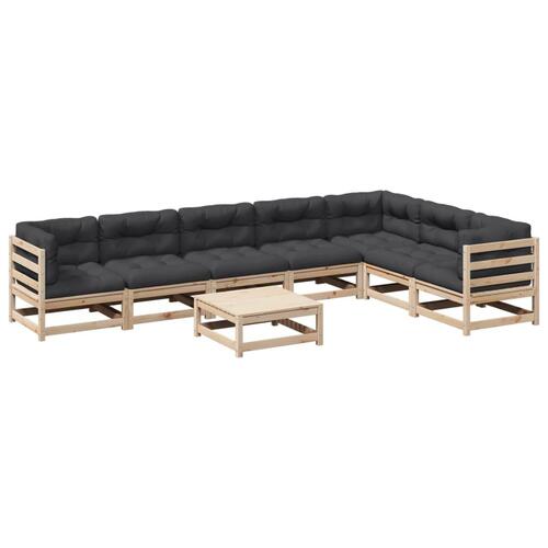 Sofasæt til haven 8 dele med hynder massivt fyrretræ