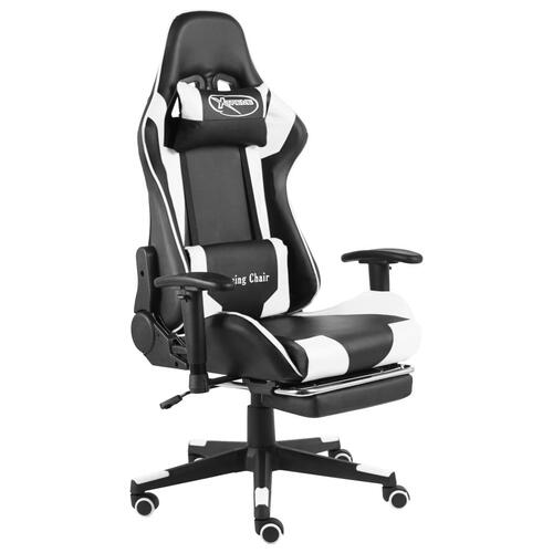 Drejelig gamingstol med fodstøtte PVC hvid
