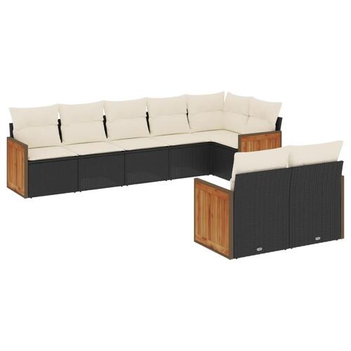 Sofasæt til haven 8 dele med hynder polyrattan sort