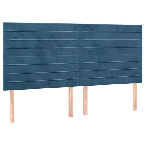 Sengegavl med LED-lys 160x5x118/128 cm fløjl mørkeblå