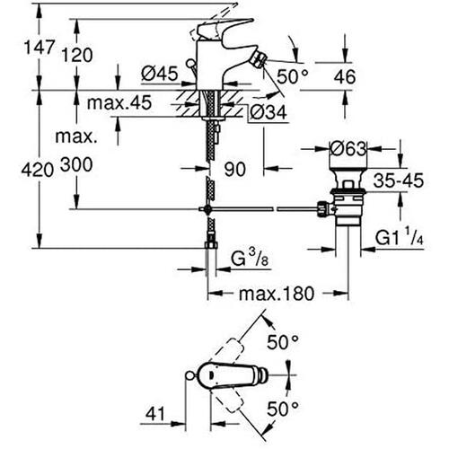 Hane med blandingsbatteri Grohe 23770000 Bidet