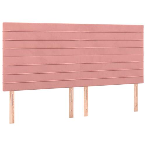 Sengegavl med LED-lys 160x5x118/128 cm fløjl lyserød