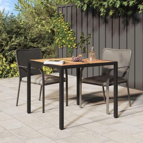 Havebord 90x90x75 cm polyrattan og akacietræ sort