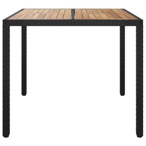 Havebord 90x90x75 cm polyrattan og akacietræ sort
