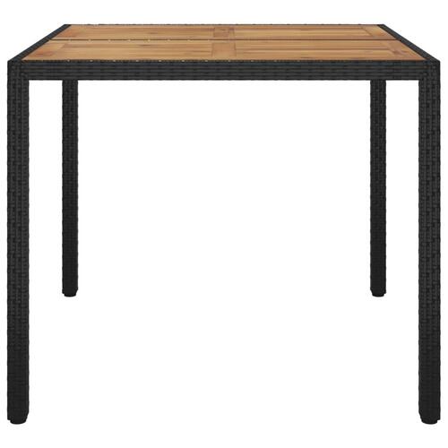 Havebord 90x90x75 cm polyrattan og akacietræ sort