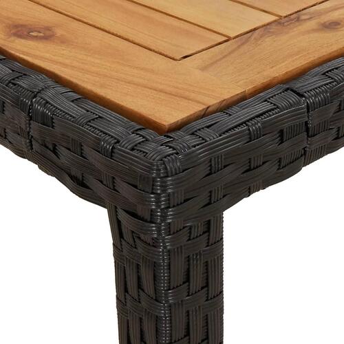 Havebord 90x90x75 cm polyrattan og akacietræ sort