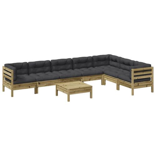 Sofasæt til haven 8 dele med hynder imprægneret fyrretræ