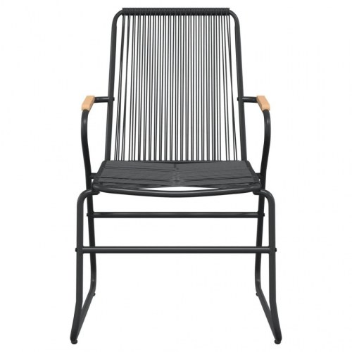 Spisebordssæt til haven 3 dele i sort PVC-rattan med glasbord