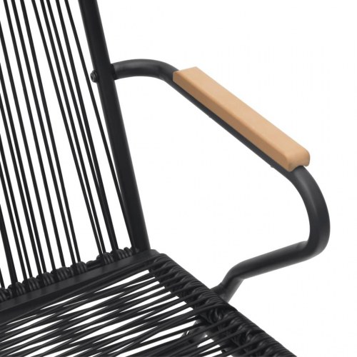 Spisebordssæt til haven 3 dele i sort PVC-rattan med glasbord