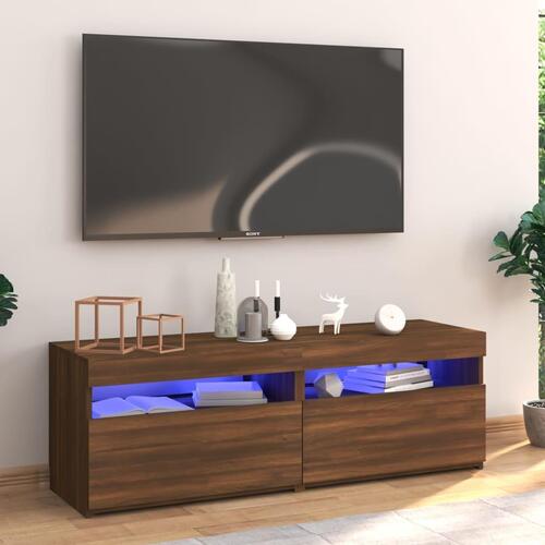 Tv-bord med LED-lys 120x35x40 cm brun egetræsfarve
