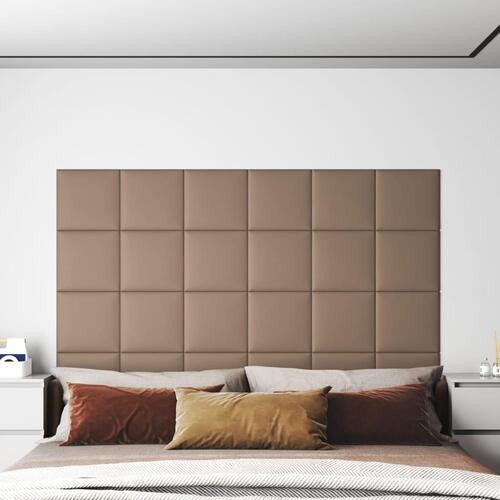 Vægpaneler 12 stk. 30x30 cm 1,08 m² kunstlæder cappuccinofarvet