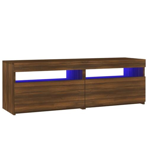 Tv-bord med LED-lys 120x35x40 cm brun egetræsfarve