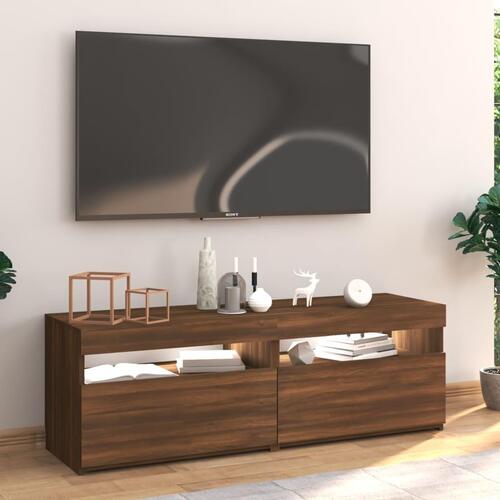 Tv-bord med LED-lys 120x35x40 cm brun egetræsfarve