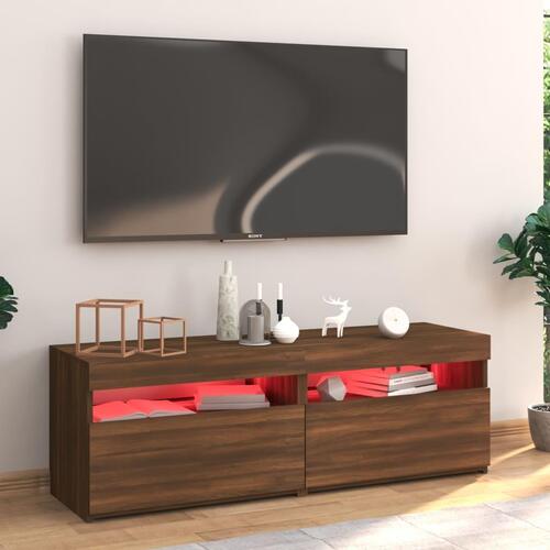 Tv-bord med LED-lys 120x35x40 cm brun egetræsfarve
