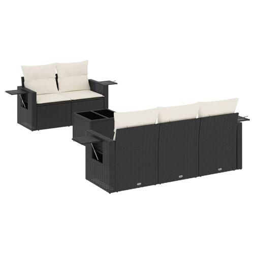 Sofasæt til haven 6 dele med hynder polyrattan sort