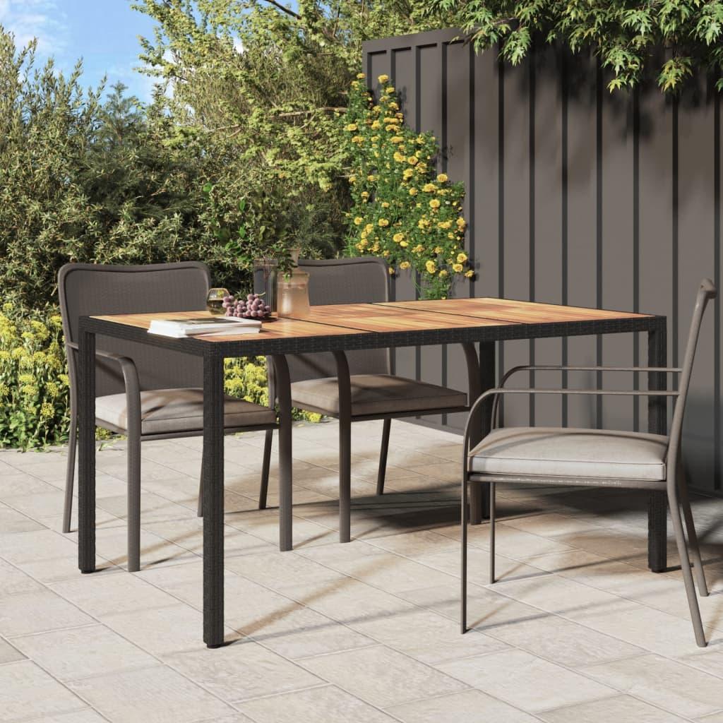 Havebord 150x90x75 cm polyrattan og akacietræ sort