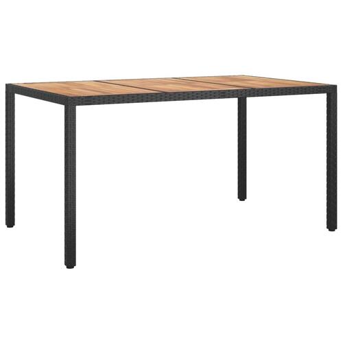Havebord 150x90x75 cm polyrattan og akacietræ sort