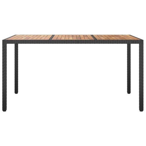 Havebord 150x90x75 cm polyrattan og akacietræ sort